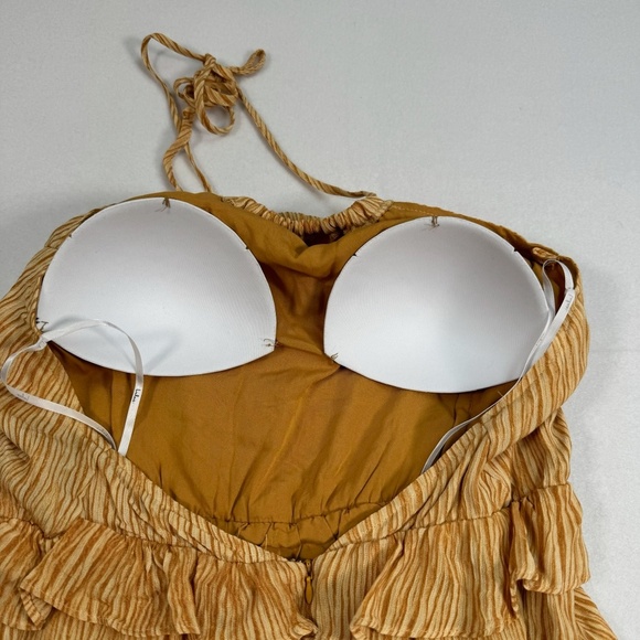 Lulus Downright Darling Striped Tiered Skirt Halter Mini Dress Womens Size L NWT - Picture 11 of 13